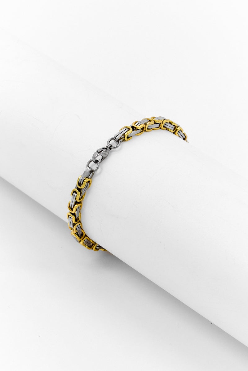 Steeltime Men Stainless Steel Plated Byzantine Bracelet, Multicolor - Image 2